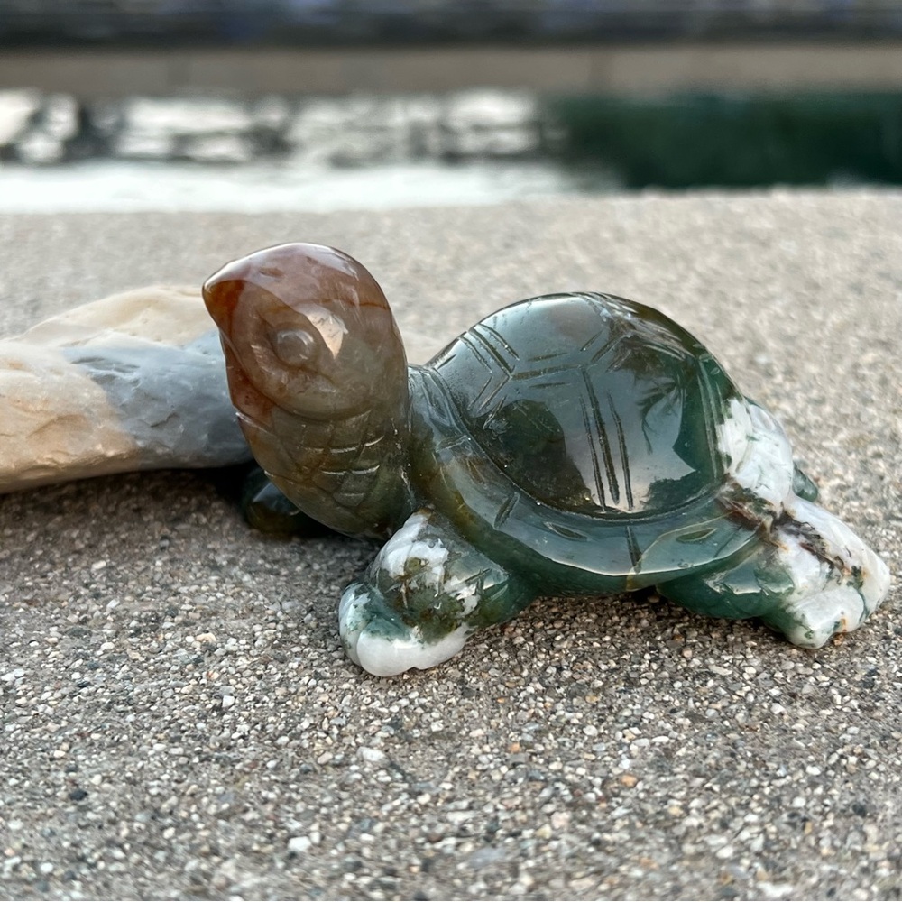 Moss Agate Brown/Green/White Tortoise / Turtle